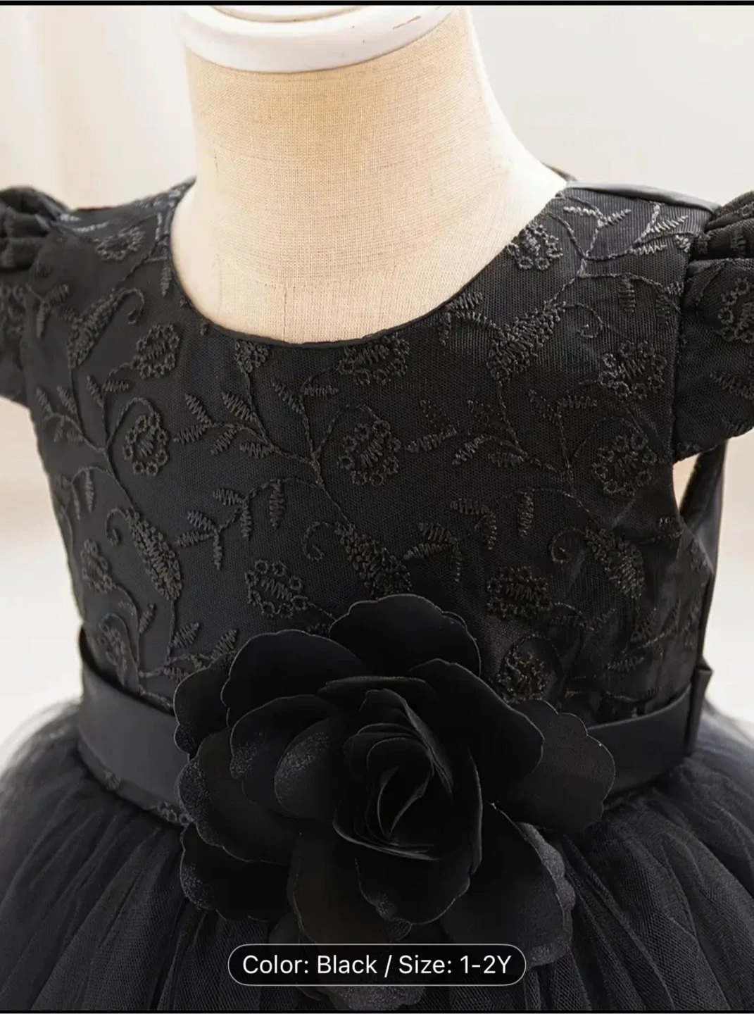 Girls' Black Performance Dress, Size 1-2Y image indicator(3)