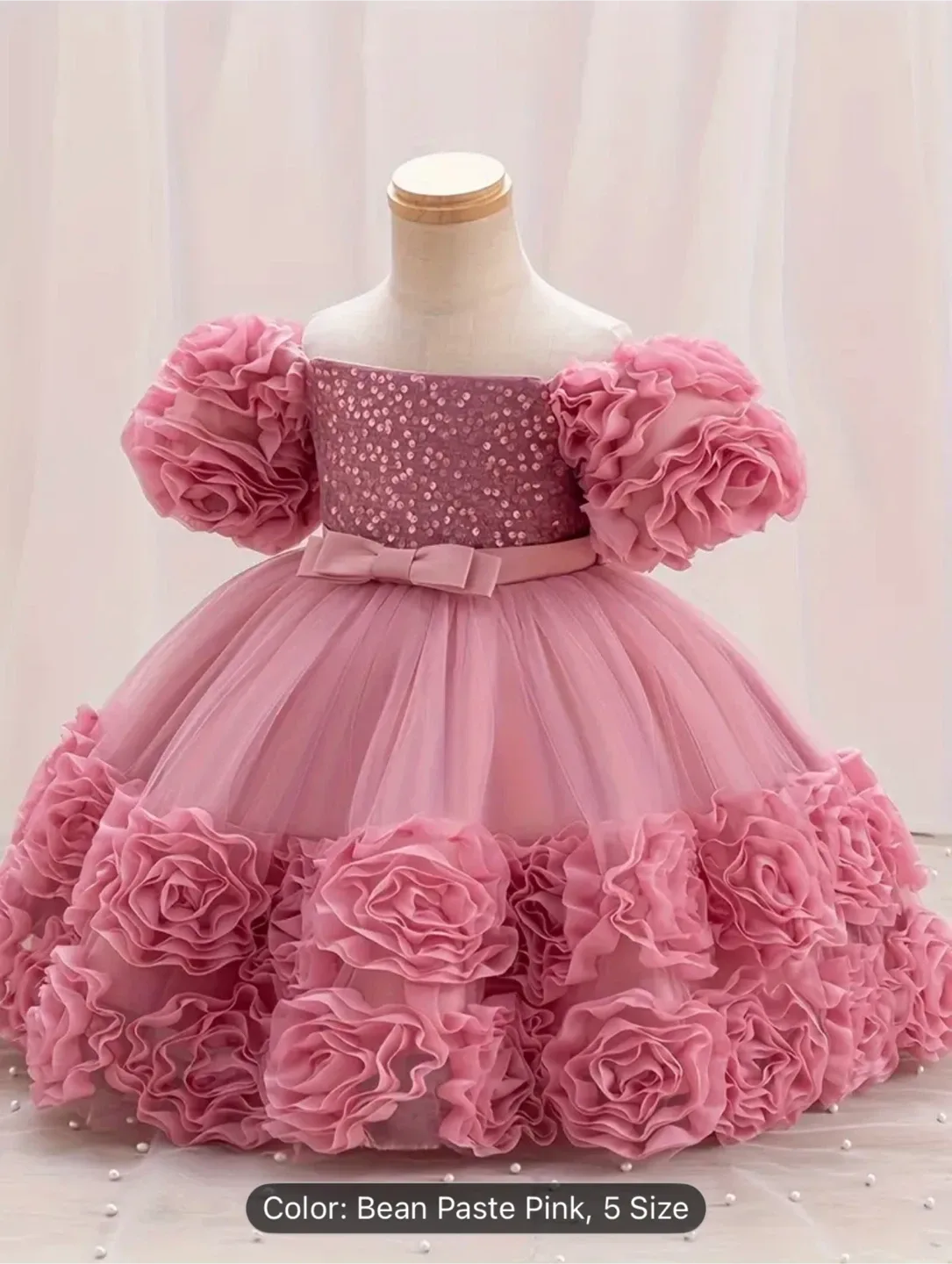 Girls' Maxi Dress with 3D Flowers thumbnail
