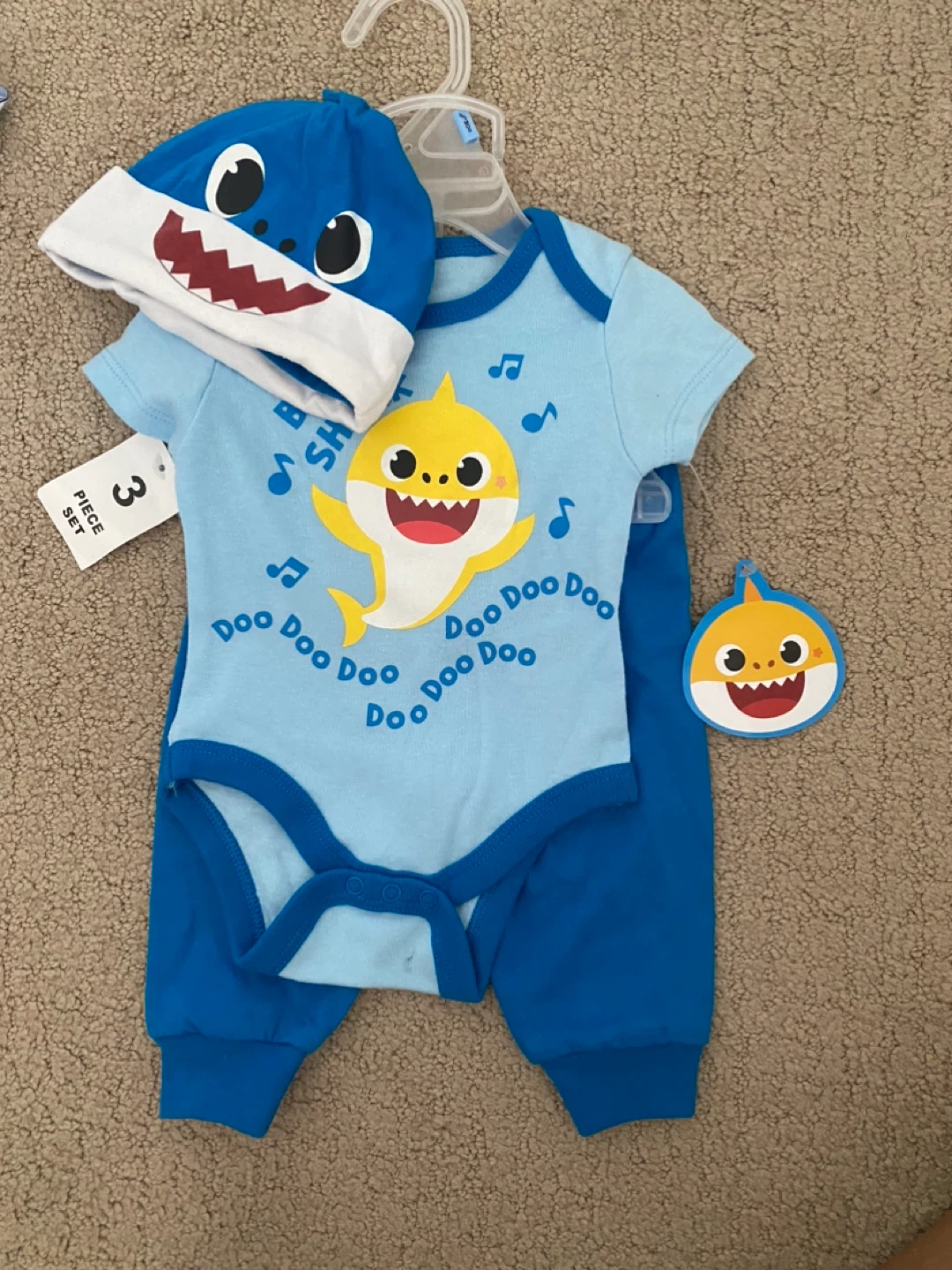 Pinkfong Baby Shark 3-Piece Outfit (0-3M)