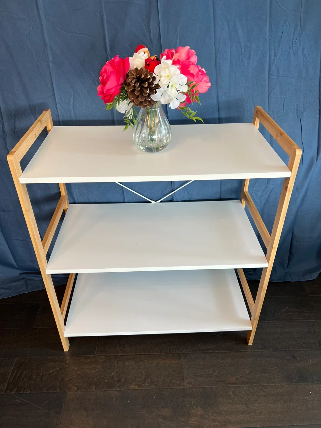 IKEA 3-Tier White Shelf w/Wood Frame thumbnail