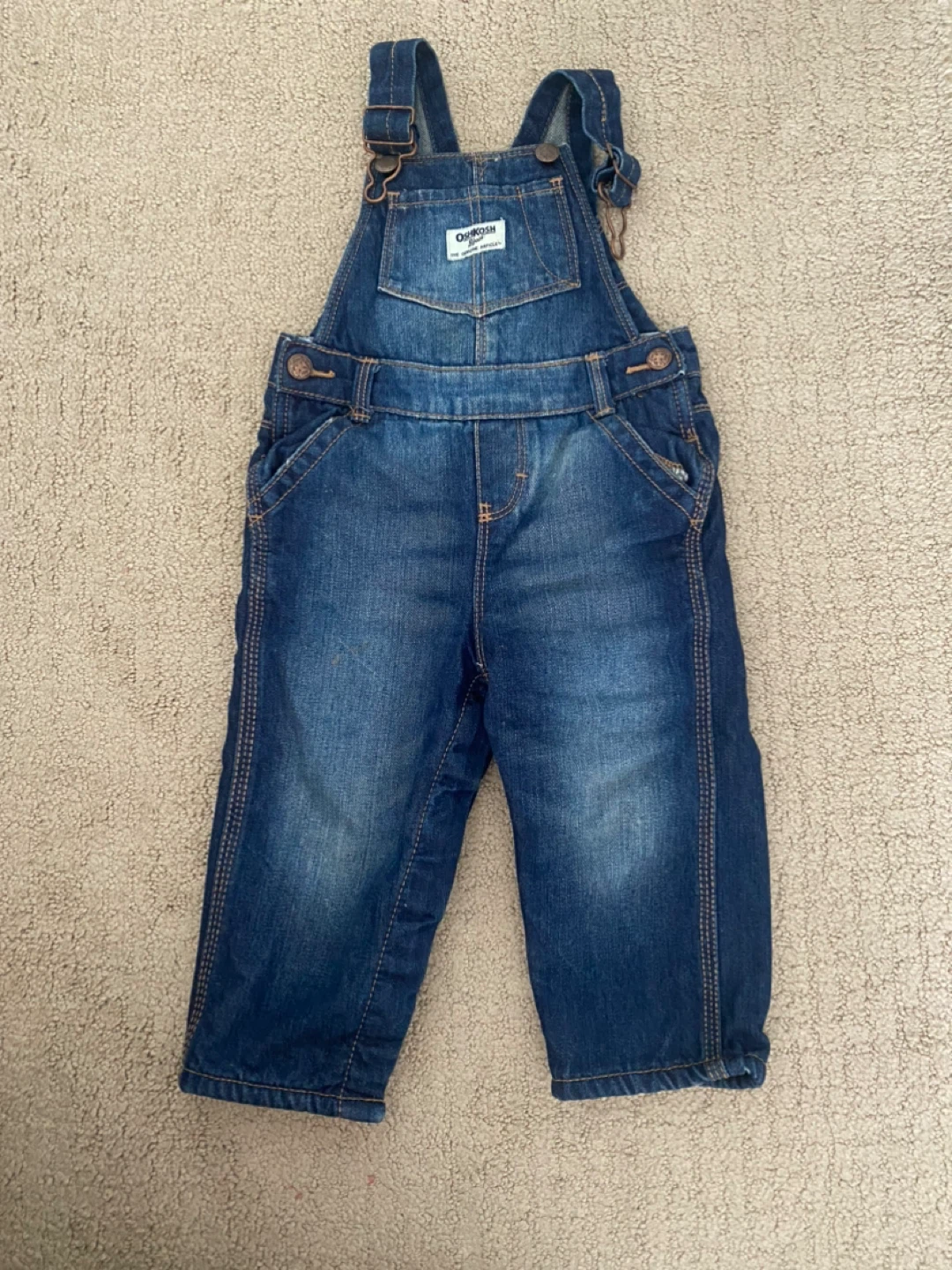 OshKosh B'gosh Denim Overalls - Size 18M