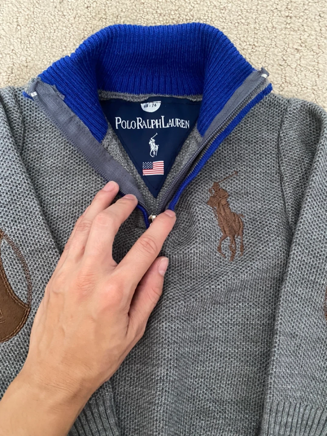 Polo Ralph Lauren Kids' Gray 1/4 Zip Sweater