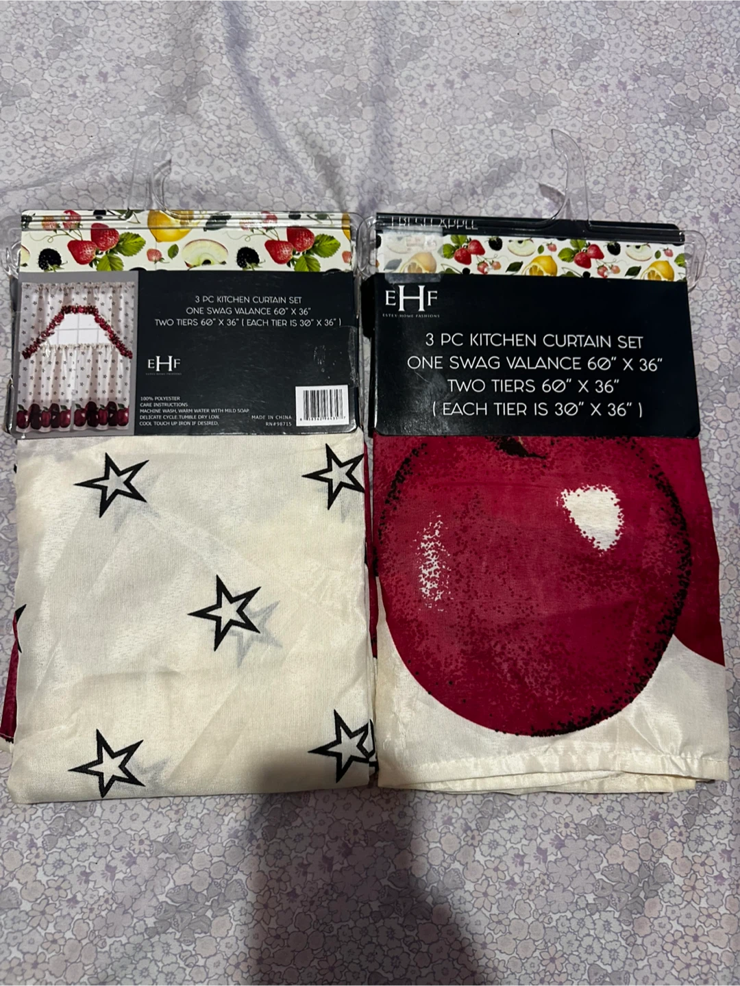 EHF 3-Piece Kitchen Curtain Set