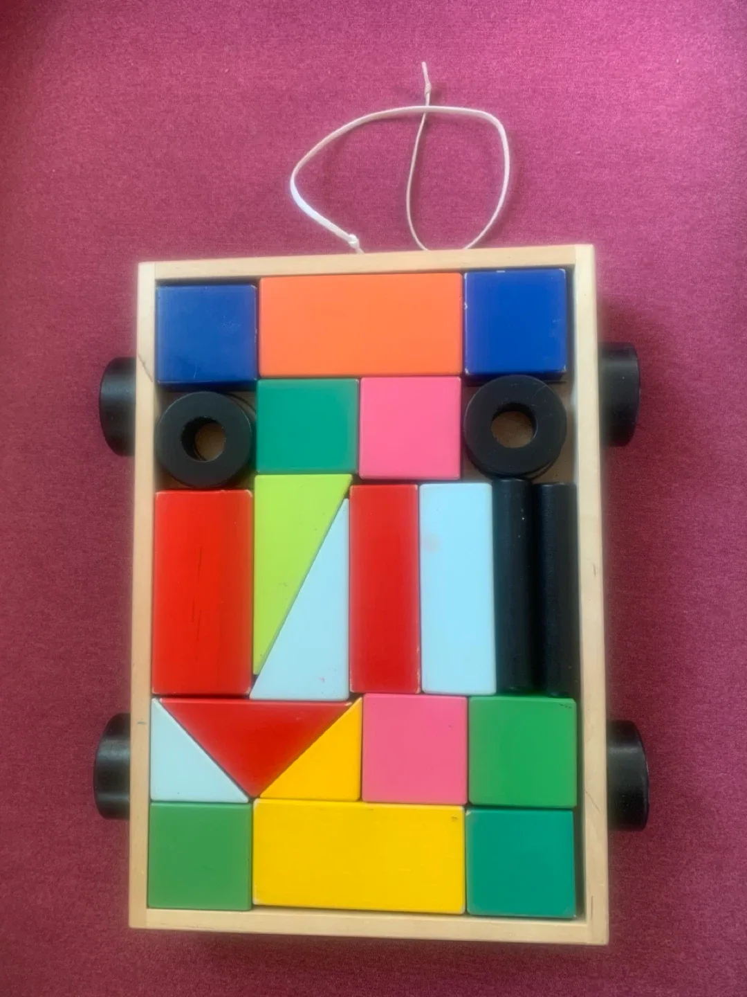 IKEA Wooden Blocks Wagon with Pull String thumbnail