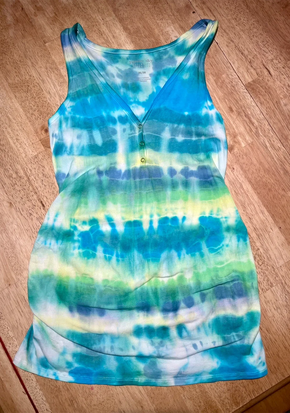 Paisley Sky handmade Tie Dye Maternity Tank Top -Size M/M thumbnail