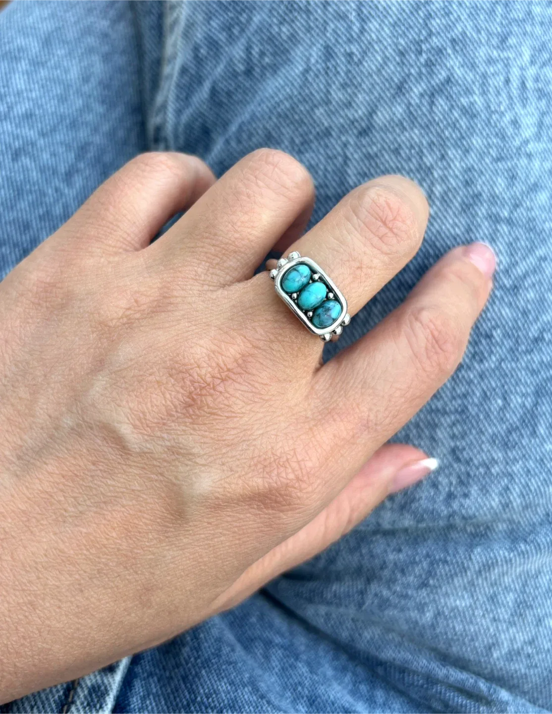 Avon vintage 3- faux Turquoise Ring, fits 6-7. 🥰🥰 image indicator(3)