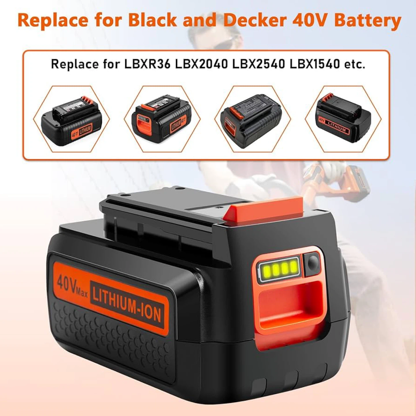 Replace Long-Lasting Battery for Black and Decker 40V - photo 5