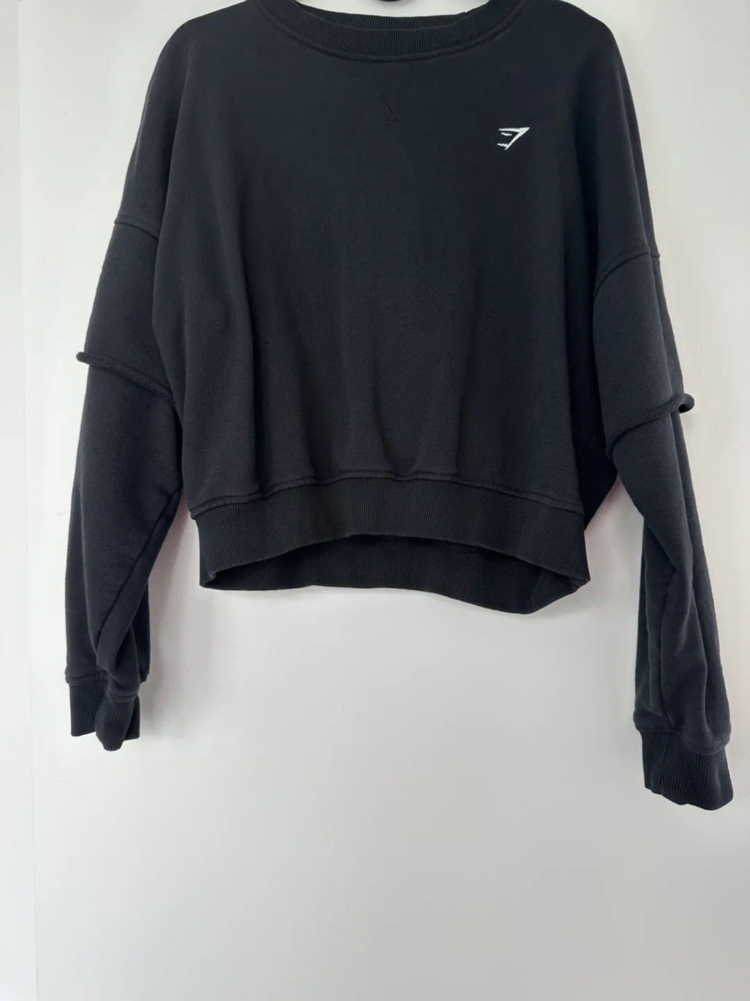 Gymshark Black Cropped Crewneck - Size M thumbnail