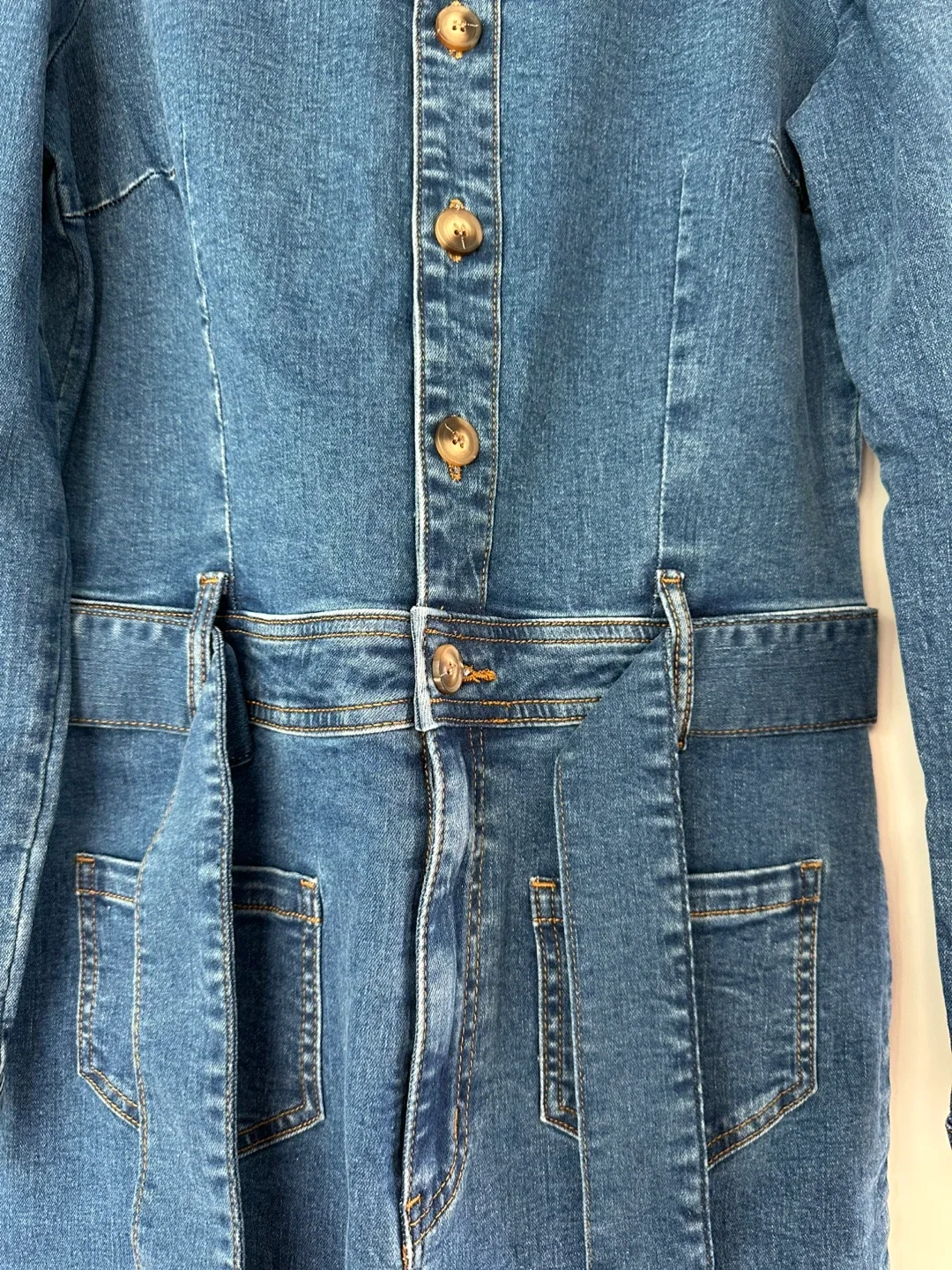 NAF NAF Paris Denim Jumpsuit - Size 38 thumbnail