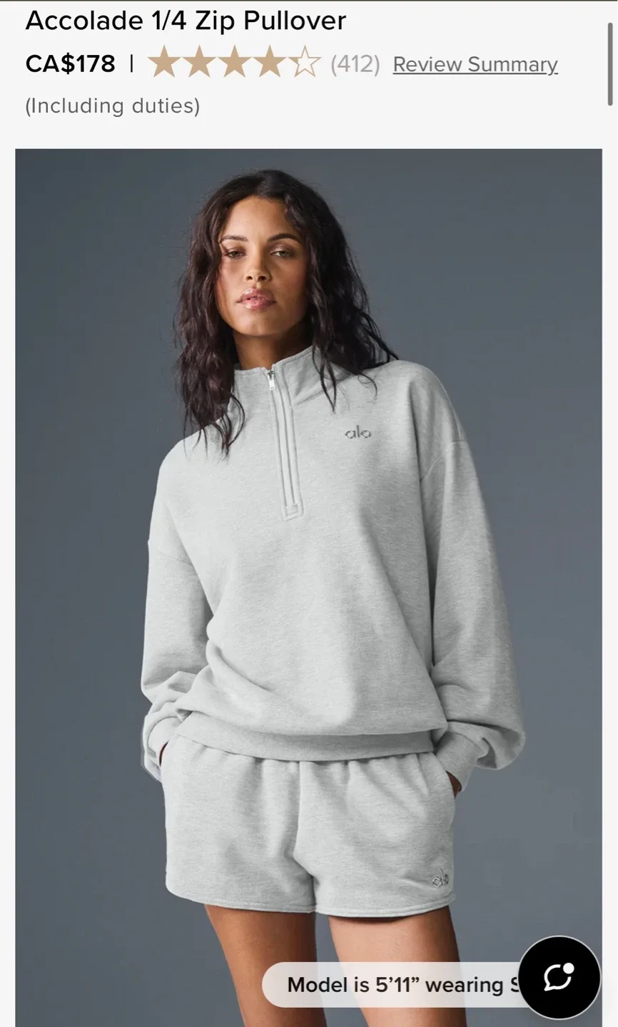 ALO Yoga Accolade 1/4 Zip Pullover - Grey image indicator(3)