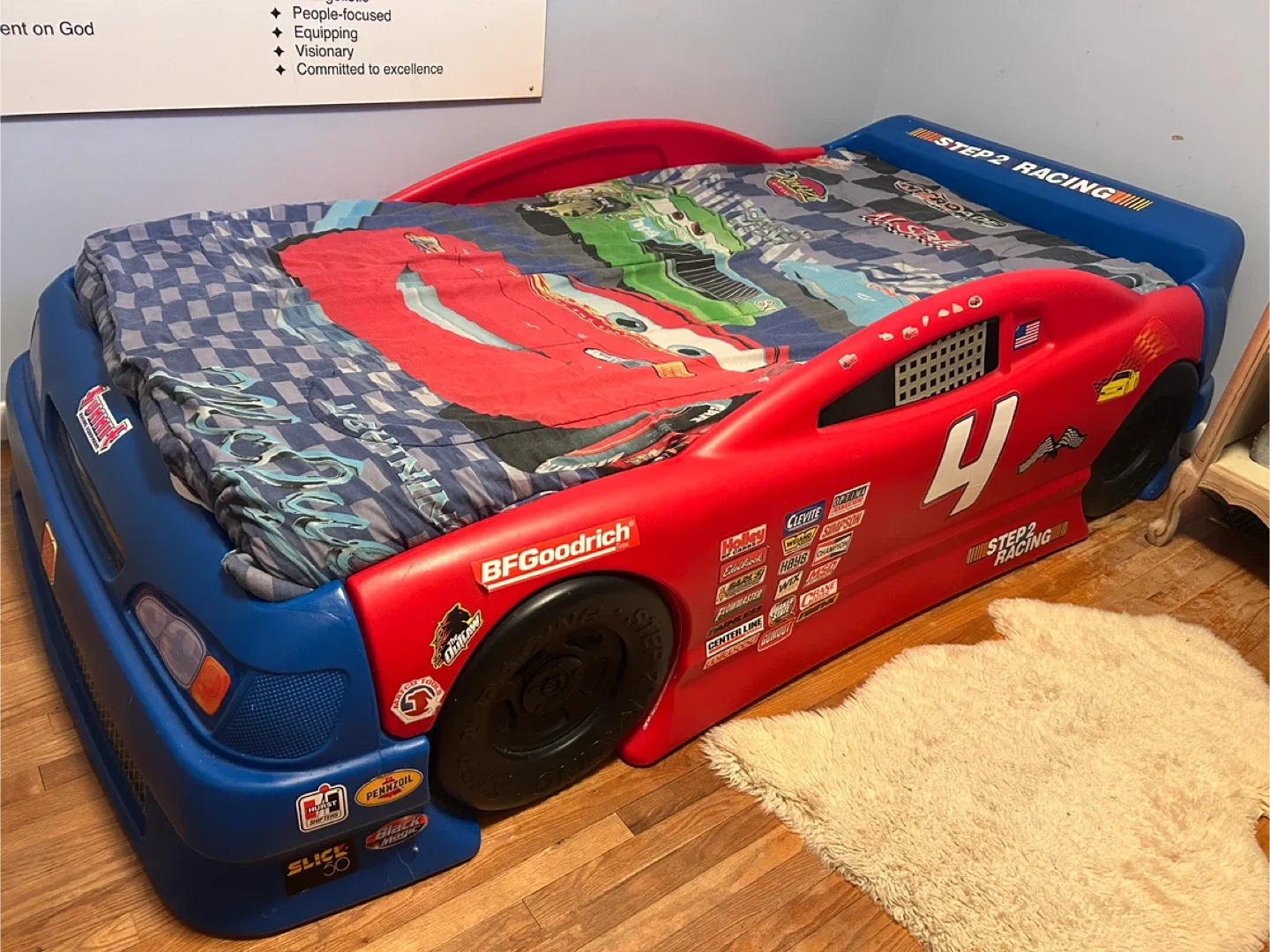 Step2 Stock Car Convertible Toddler to Twin Bed - Racing Theme