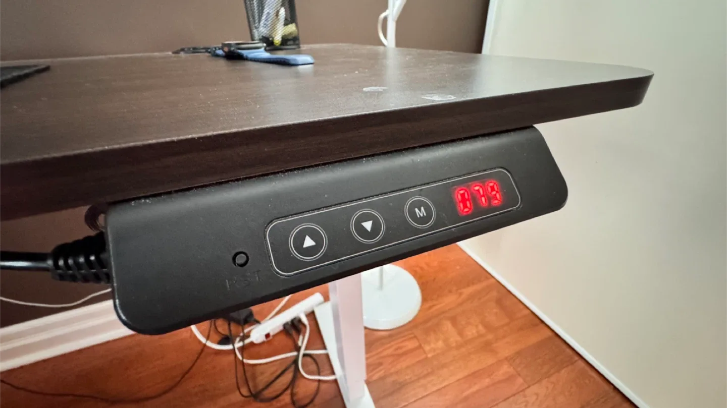 MotionGrey Adjustable Height Standing Desk - Brown & White image indicator(2)