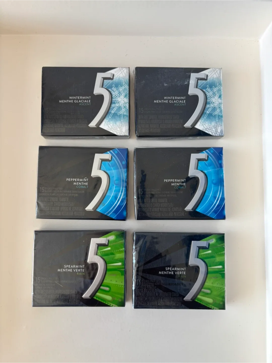 5 Gum new & sealed - Wintermint, Peppermint, Spearmint thumbnail