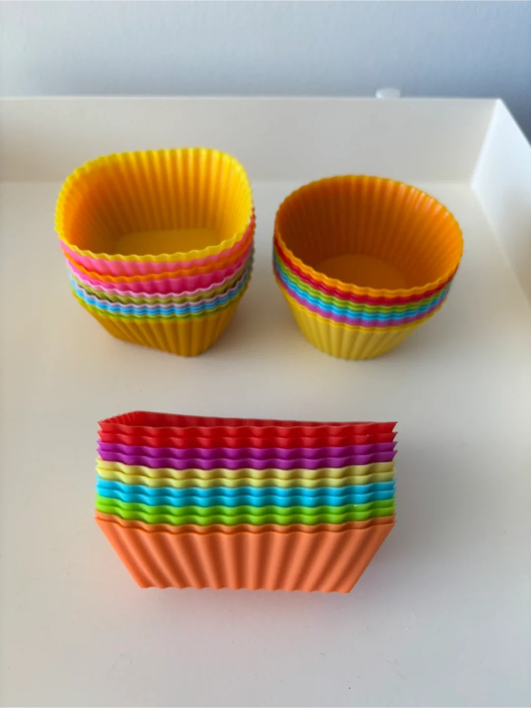 36 Baking Cups Lightly used Rainbow Silicone Reusable thumbnail