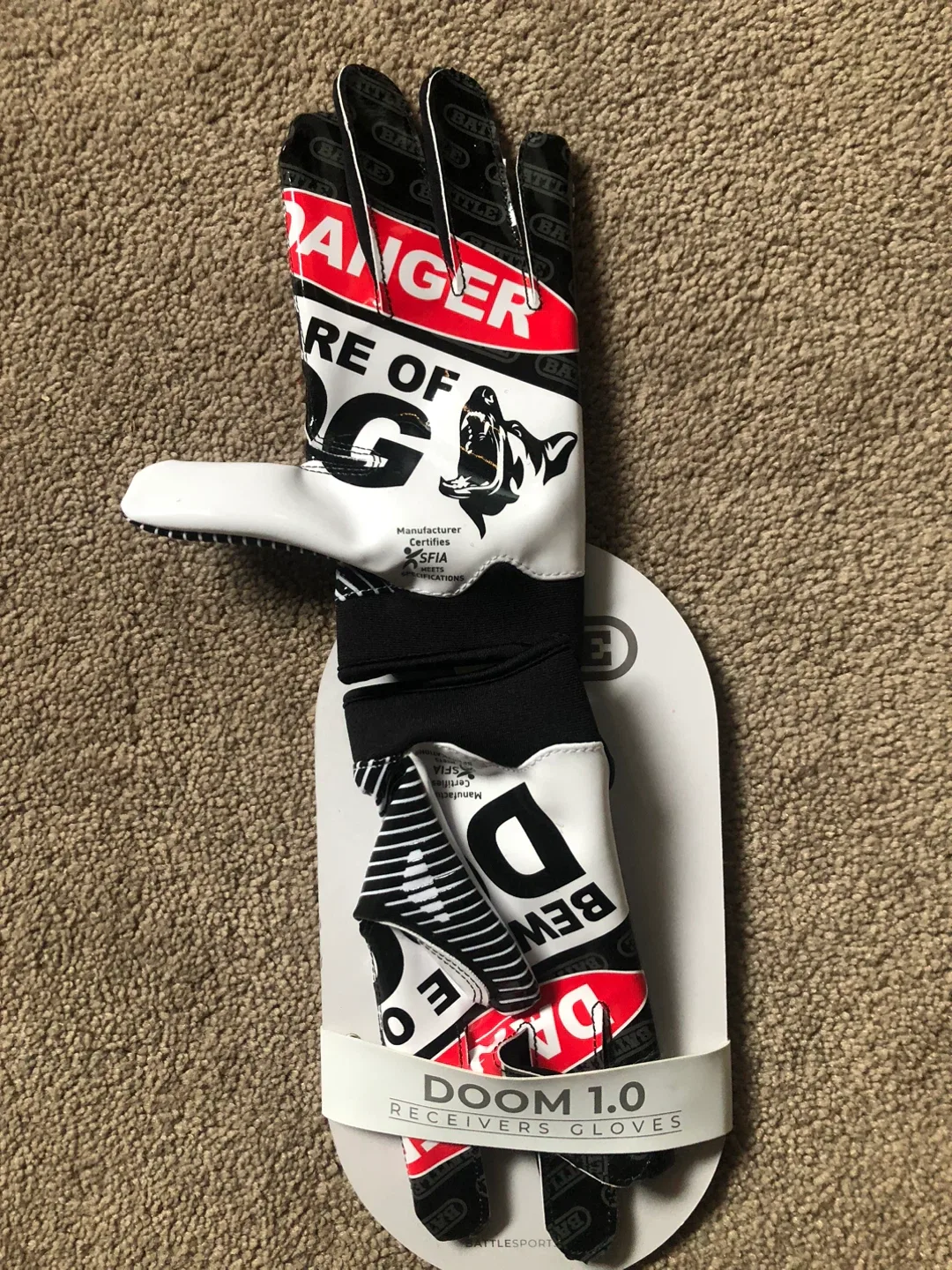 Battle Doom 1.0 Receiver Gloves youth large- New! image indicator(2)