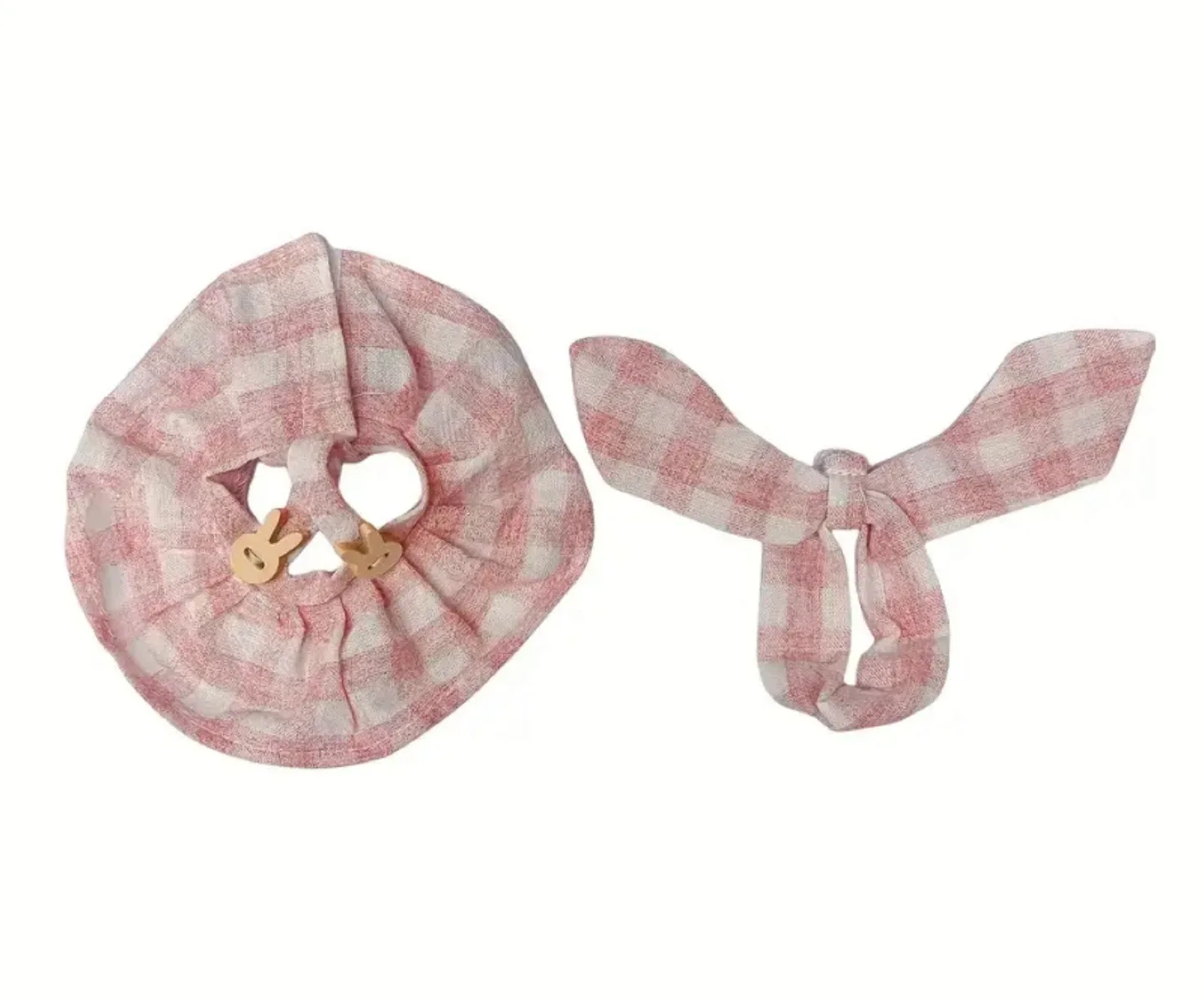 2PC Labubu Pink Plaid Dress With Headband thumbnail
