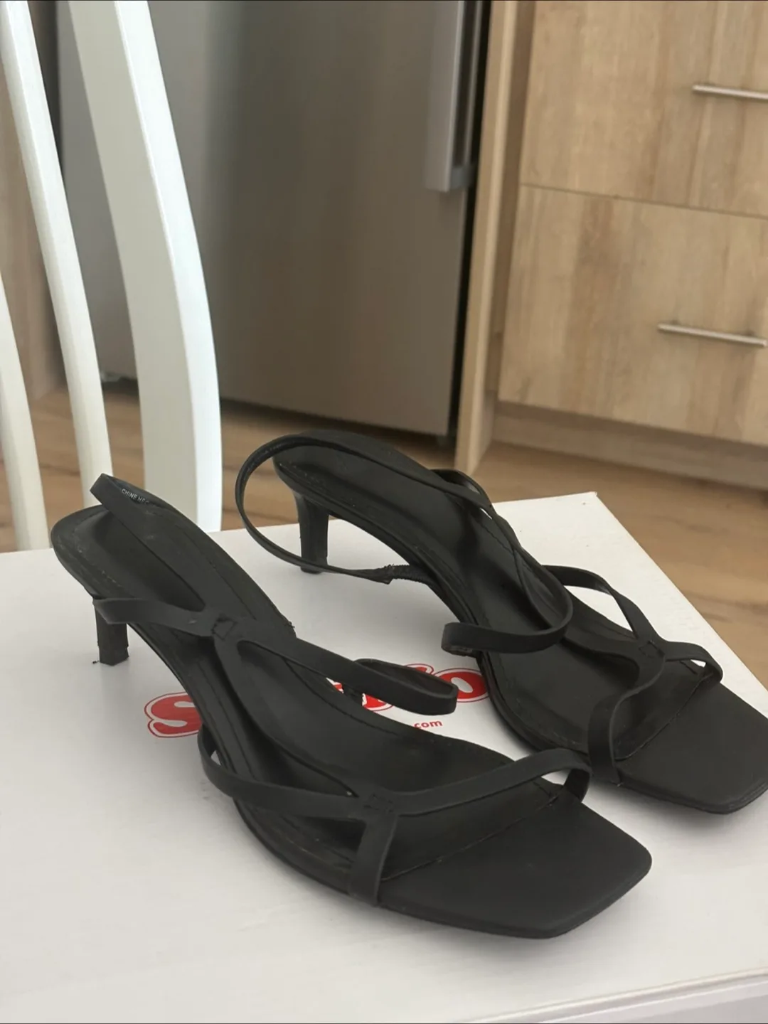 Zara Black Heeled Sandals, Size 7 thumbnail