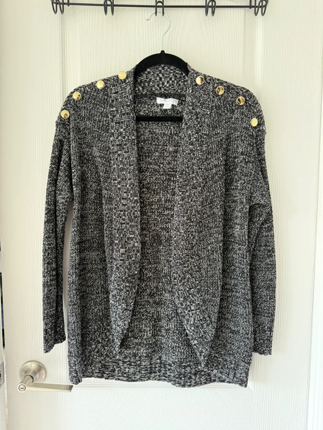Marled Grey Cardigan with Gold Accents thumbnail
