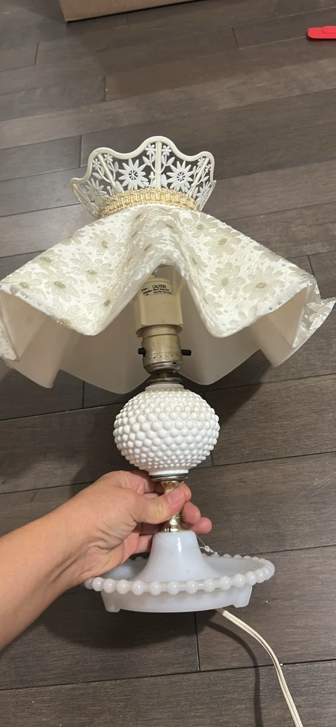 Vintage Style White Lace Table Lamp thumbnail