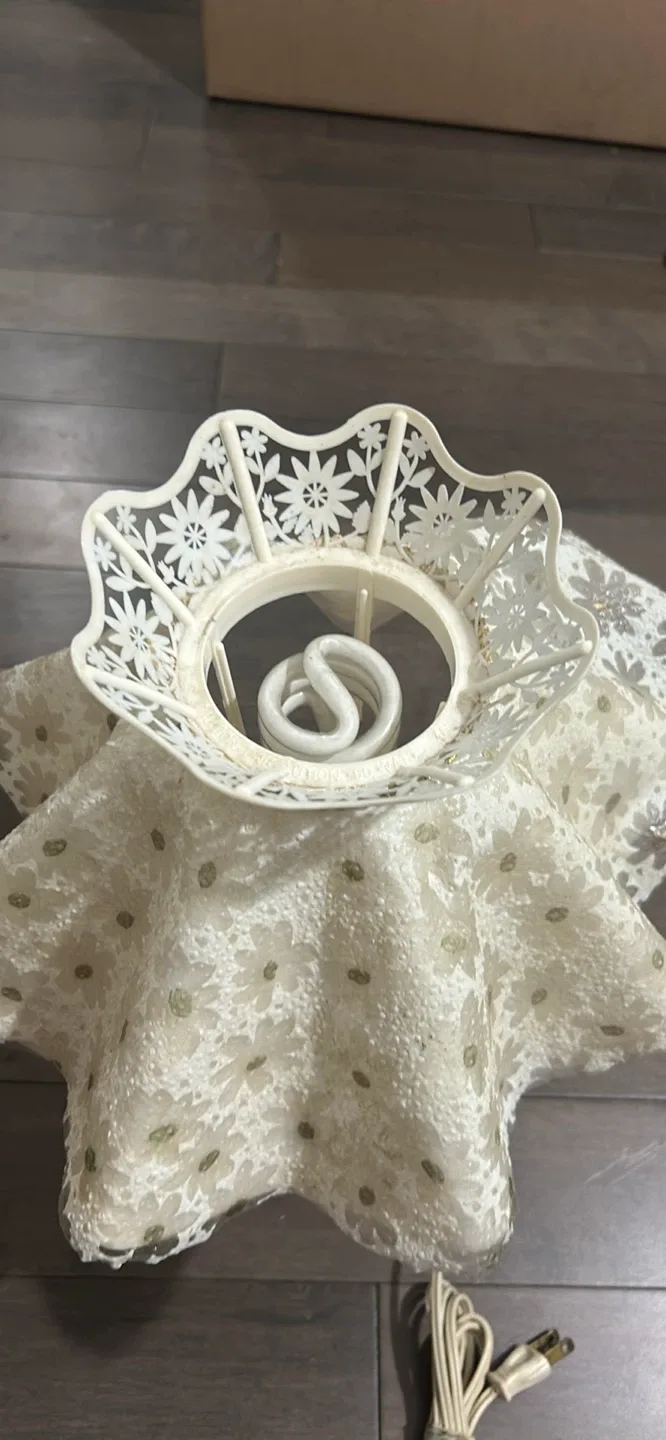 Vintage Style White Lace Table Lamp image indicator(5)