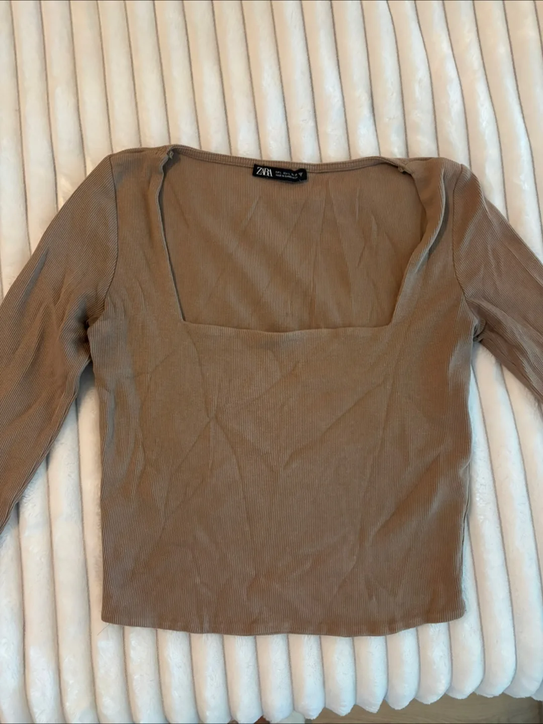 Zara Brown Long Sleeve Top - Size L thumbnail