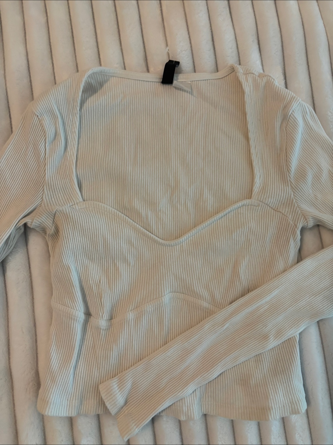 Ribbed Long Sleeve Top - Cream - photo 2