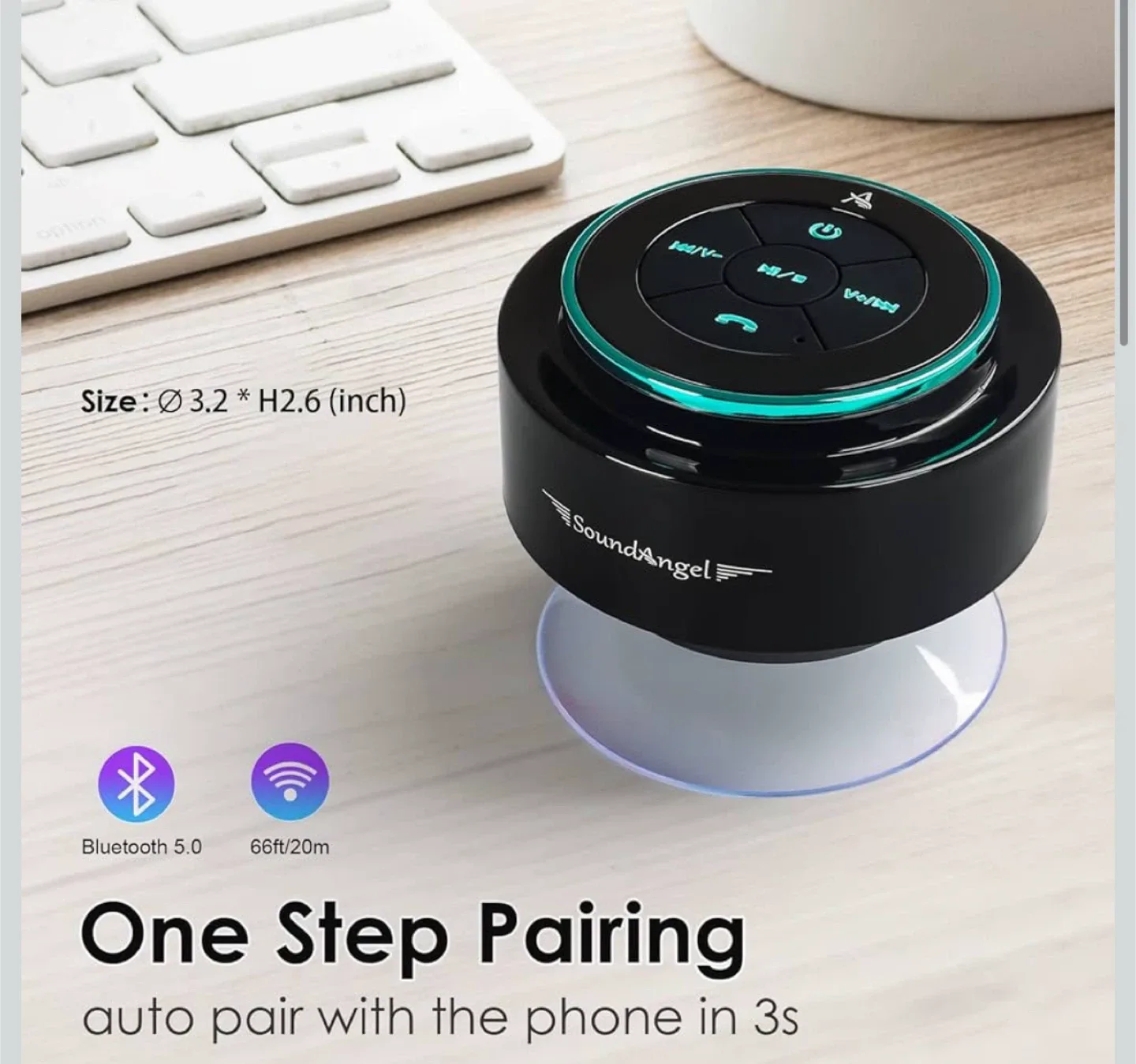 SoundAngel Shower Bluetooth Speaker - Black image indicator(2)