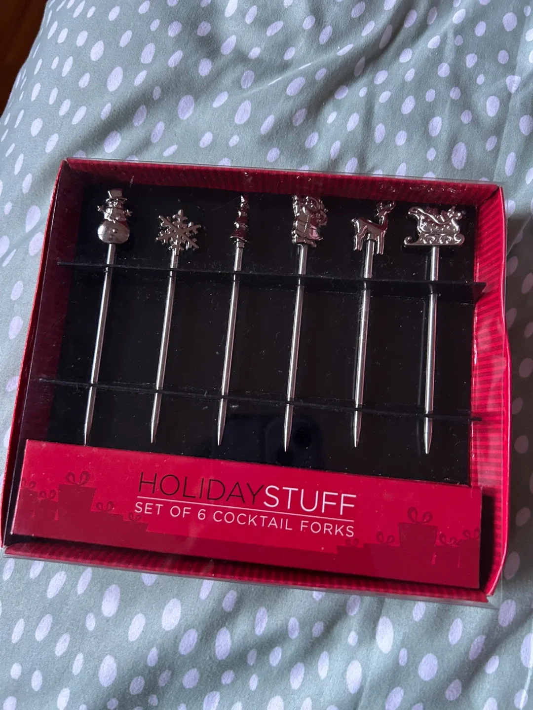Holiday Stuff Set of 6 Cocktail Forks - New in Box thumbnail
