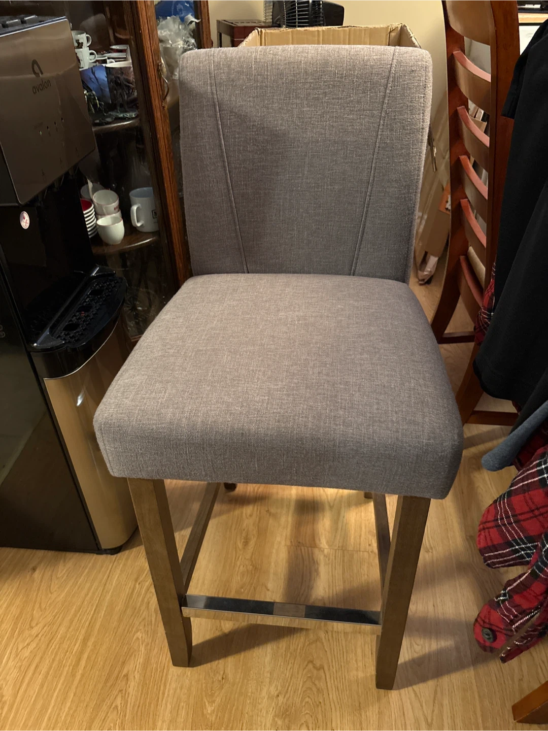 Grey Upholstered Counter Height Stool