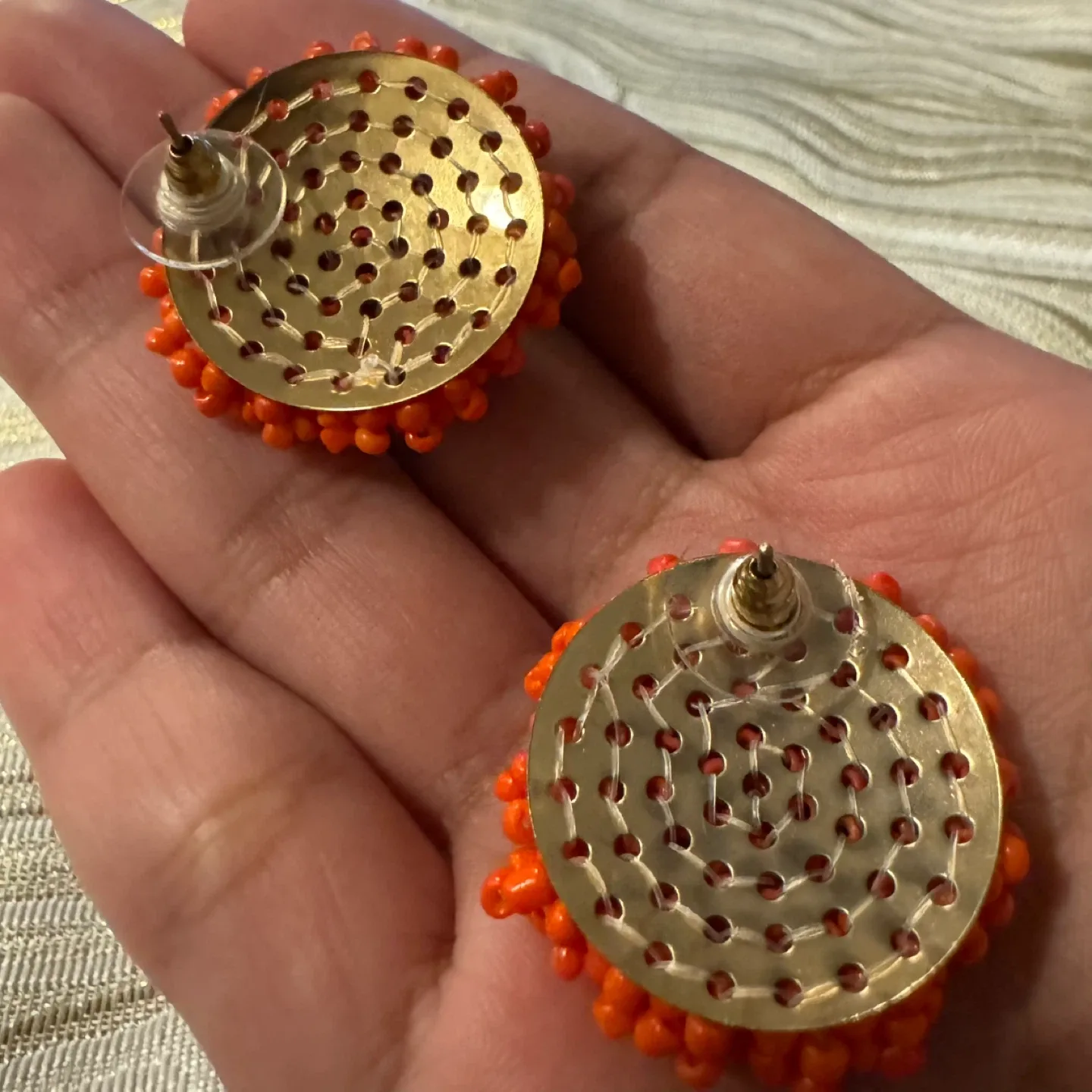 NEW 🧡 Orange Seed Bead Stud Earrings image indicator(7)