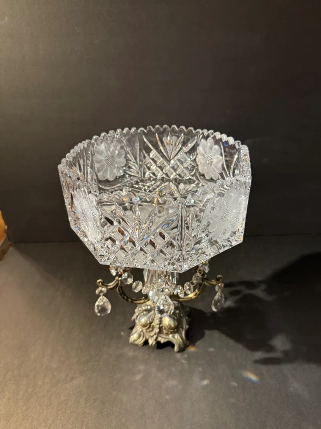 Vintage Crystal Footed Bowl image indicator(2)
