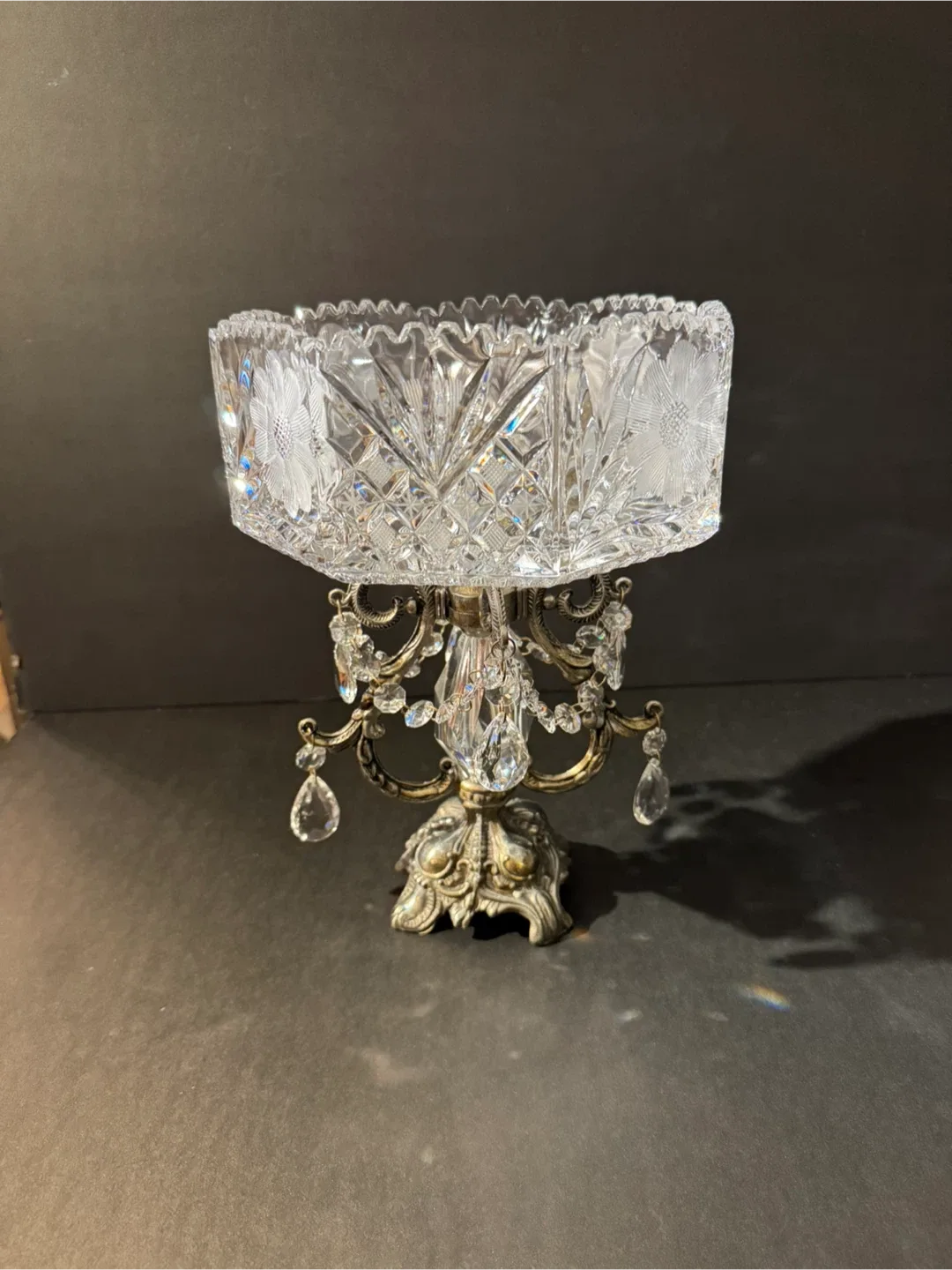 Vintage Crystal Footed Bowl thumbnail