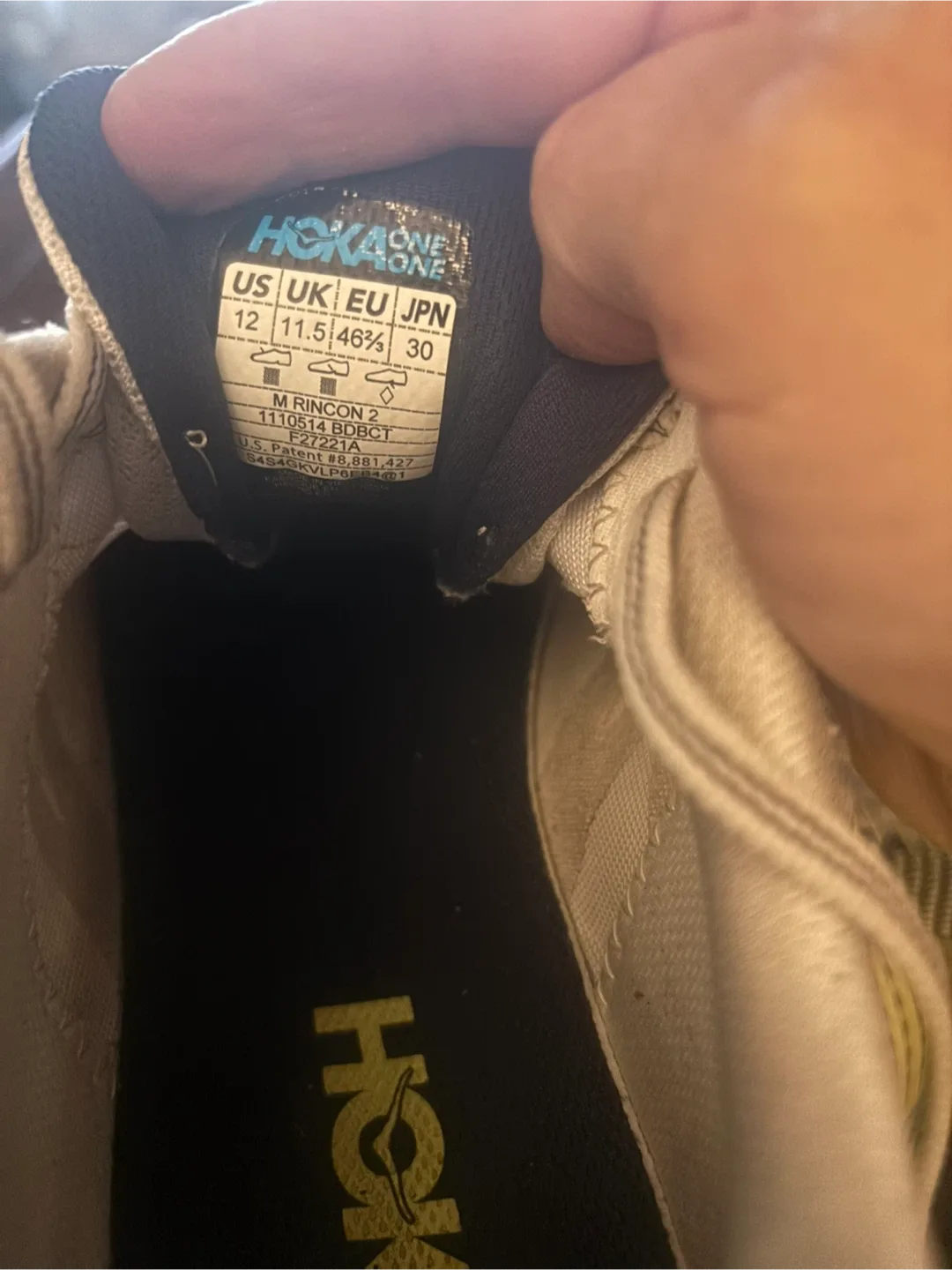 Hoka Rincon Grey/Yellow Running Shoes image indicator(9)