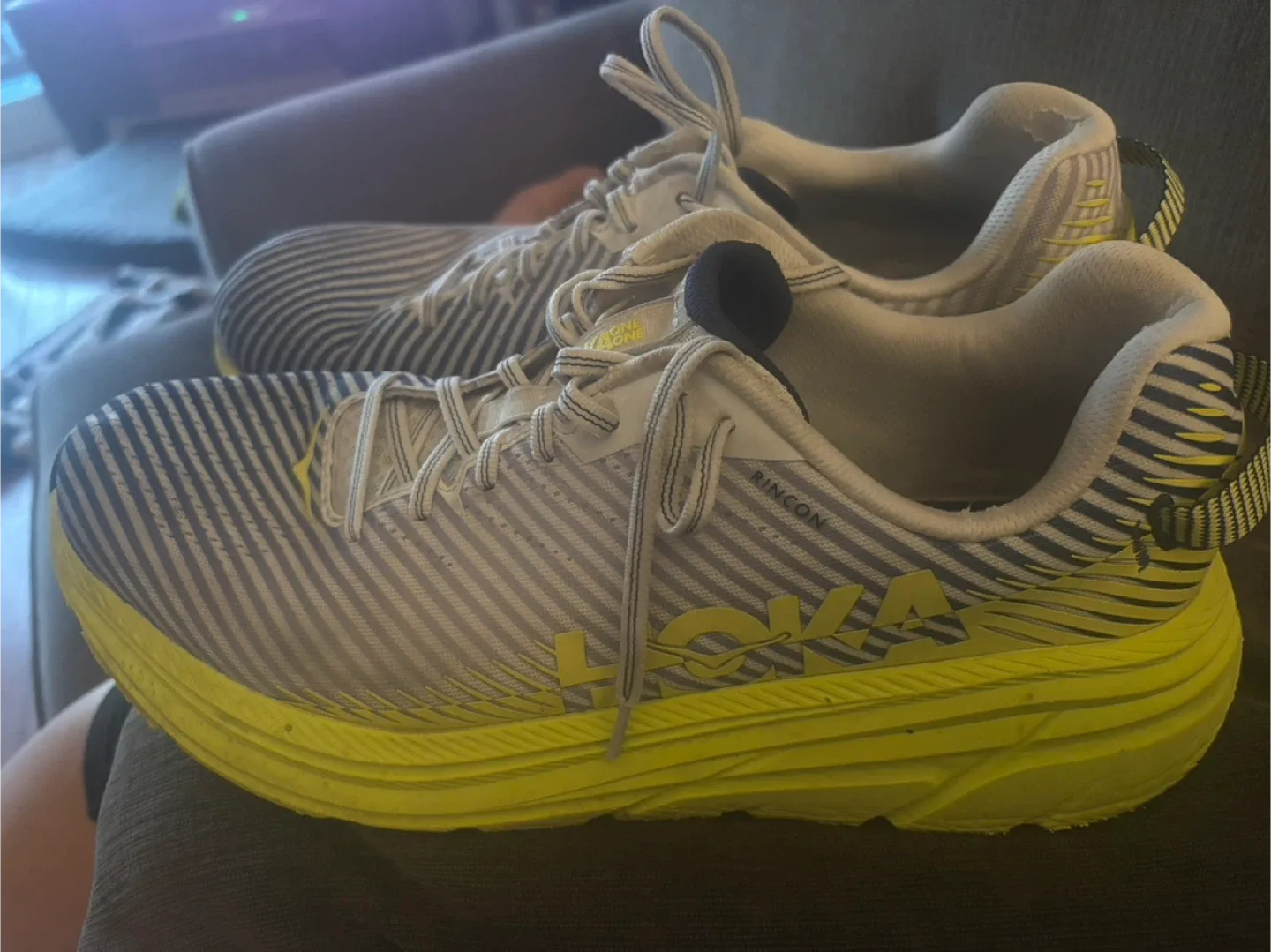 Hoka Rincon Grey/Yellow Running Shoes image indicator(10)