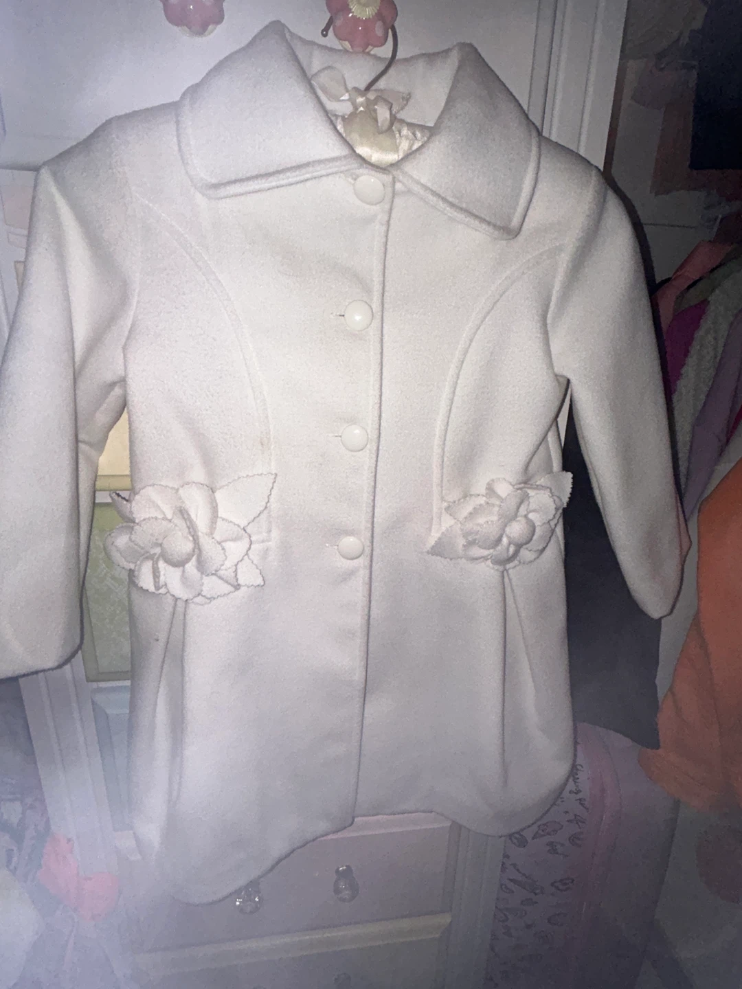 White Wool Blend Coat - Size 6