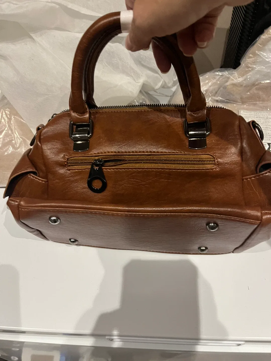 Brown Handbag with Adjustable Strap image indicator(2)
