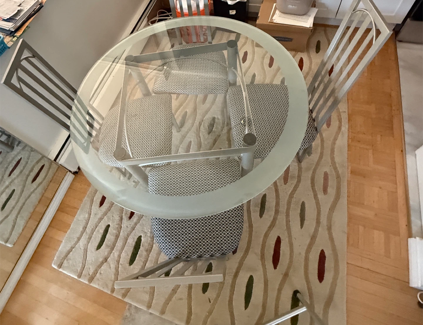 Glass Round Dining Table with 4 Chairs - photo 2
