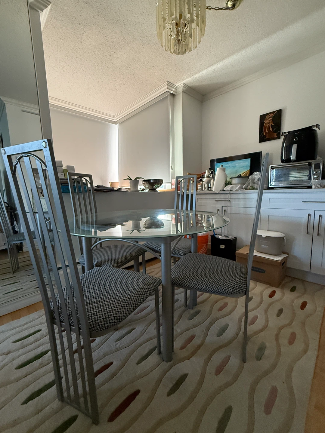 Glass Round Dining Table with 4 Chairs - photo 3