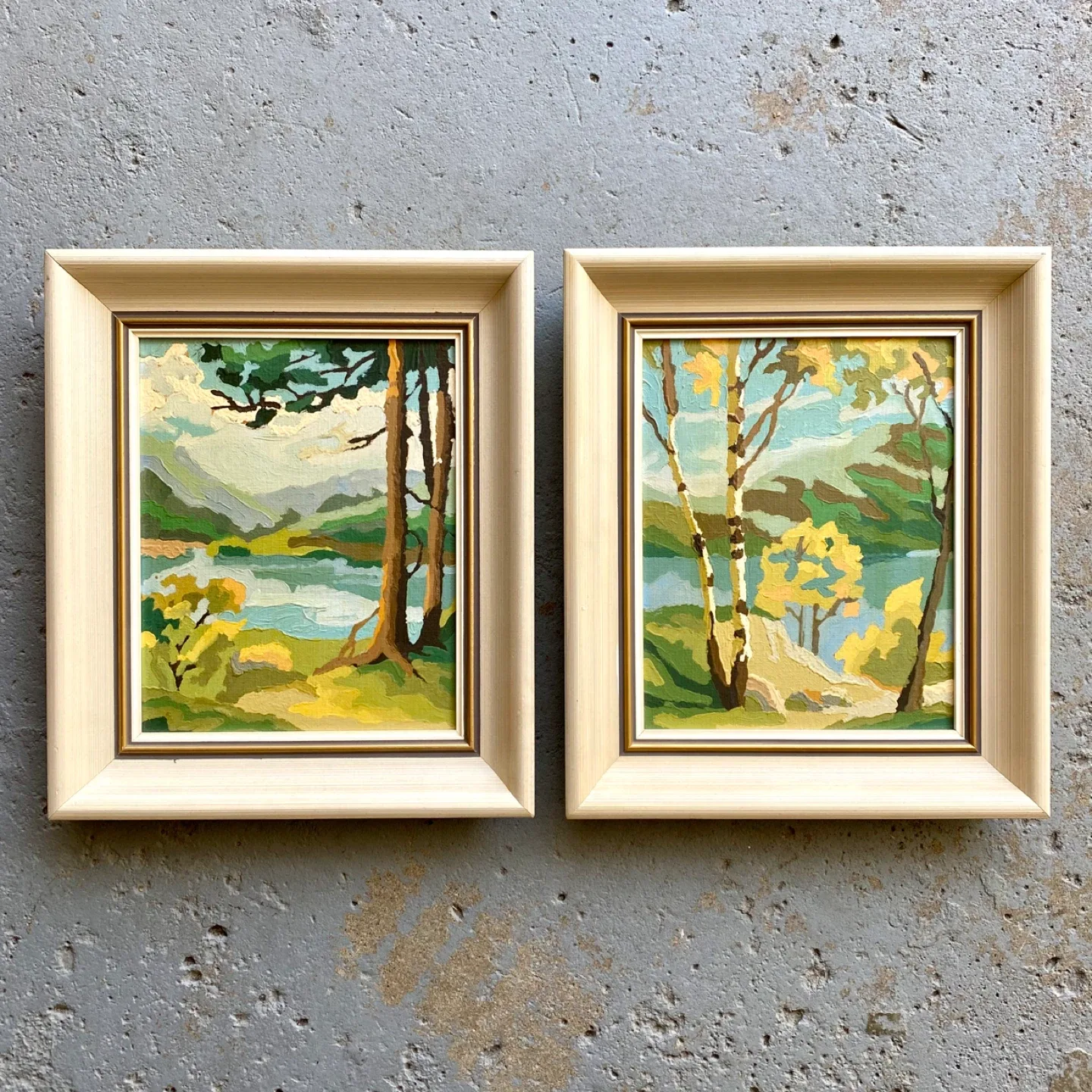 Pair of Vintage Paint by Number Paintings thumbnail