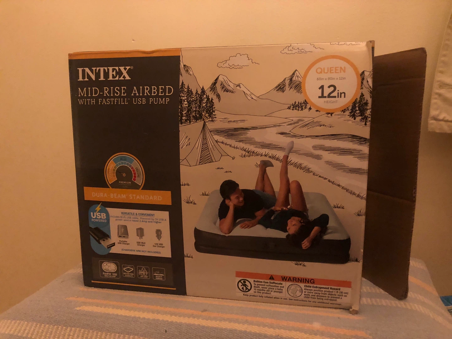 Intex Queen Mid-Rise Airbed w/ Pump - 12in Height - photo 3