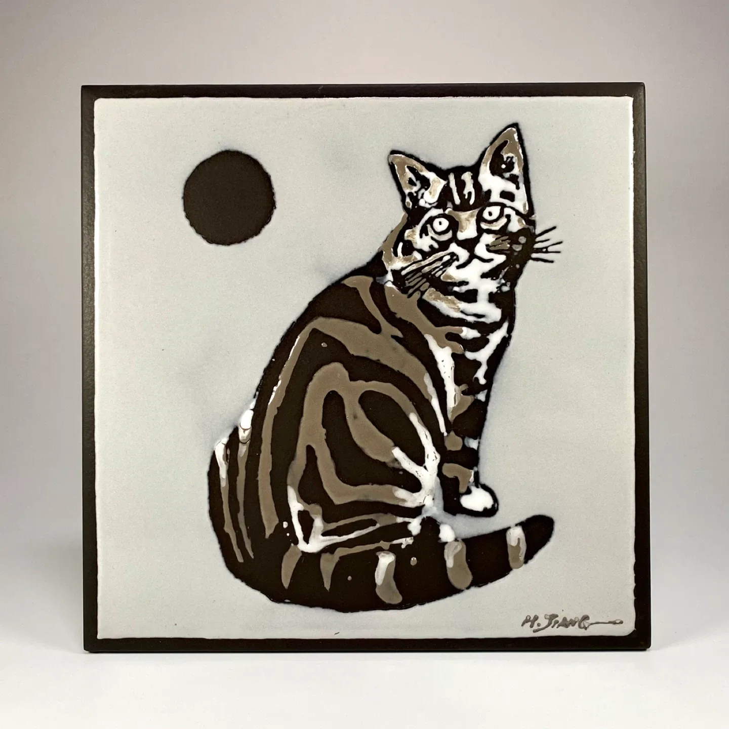 Hand Painted Cat Art Tile thumbnail