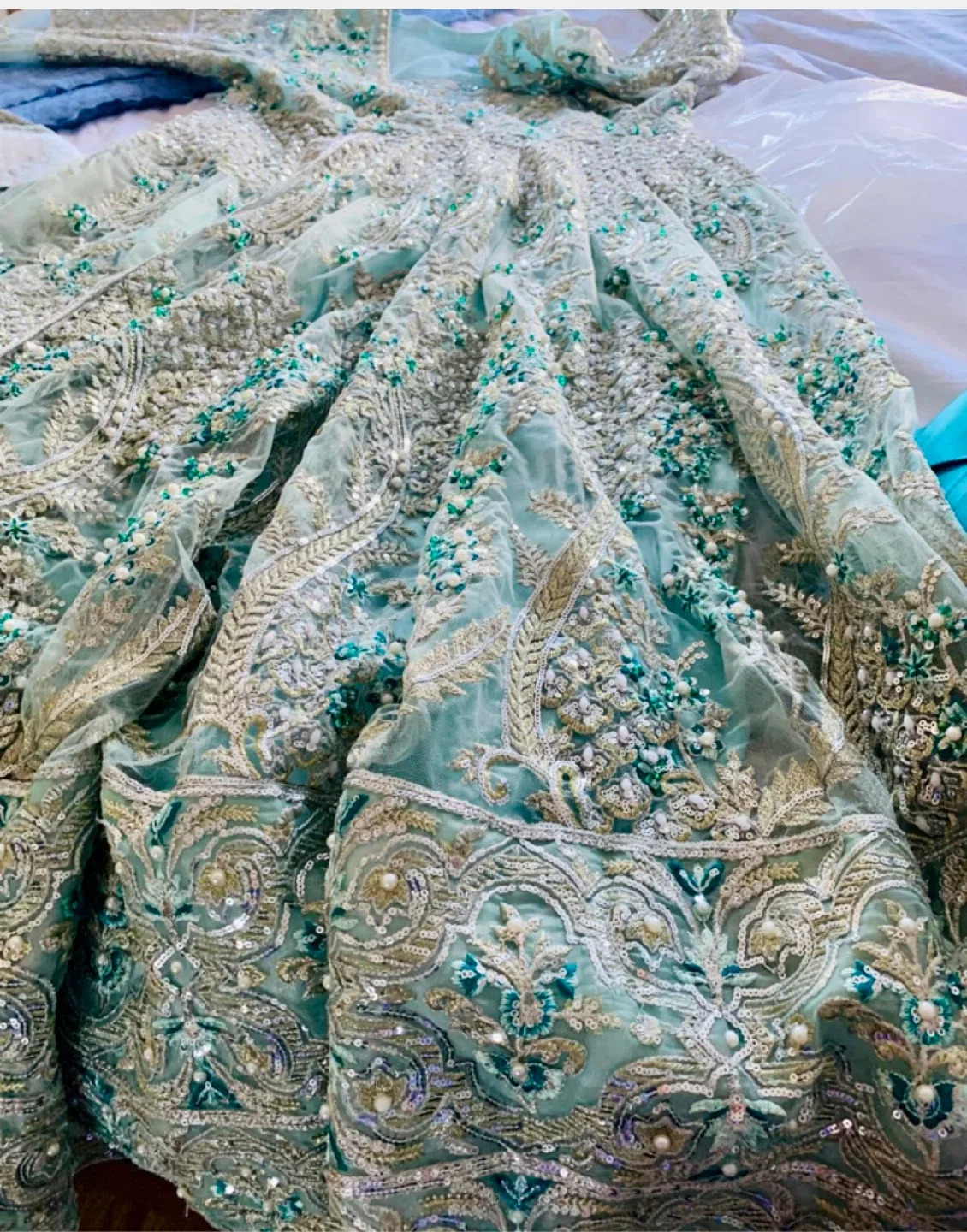 Dress full length in mint green image indicator(3)