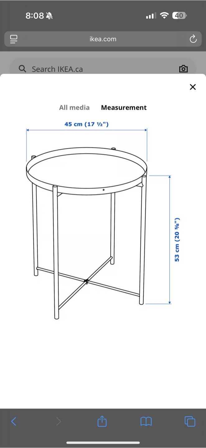 IKEA Black Side Table - 17 1/2" - photo 4