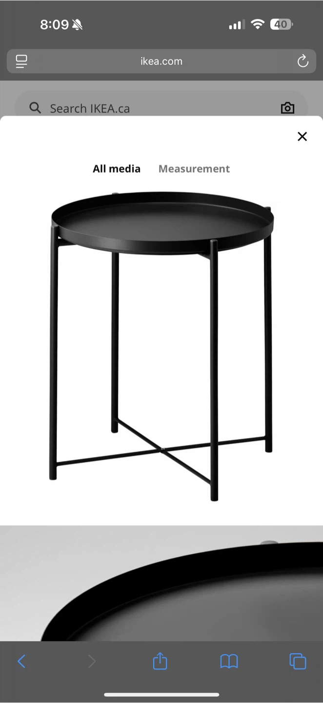 IKEA Black Side Table - 17 1/2" - photo 3