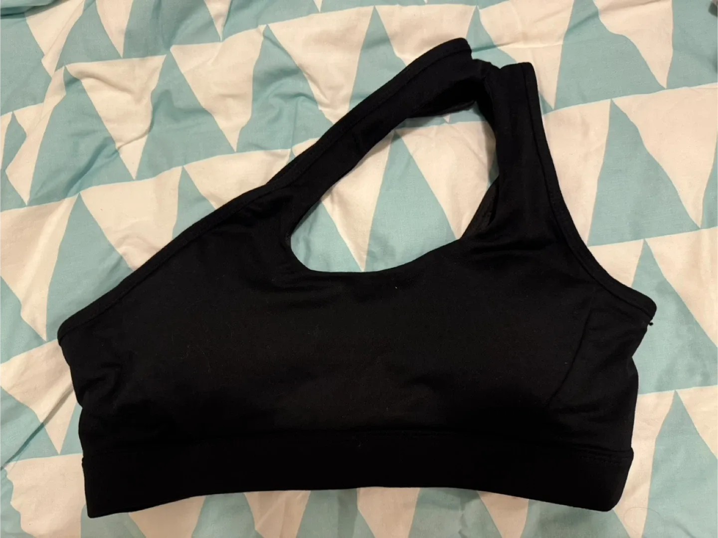 Black One-Shoulder Sports Bra - M thumbnail