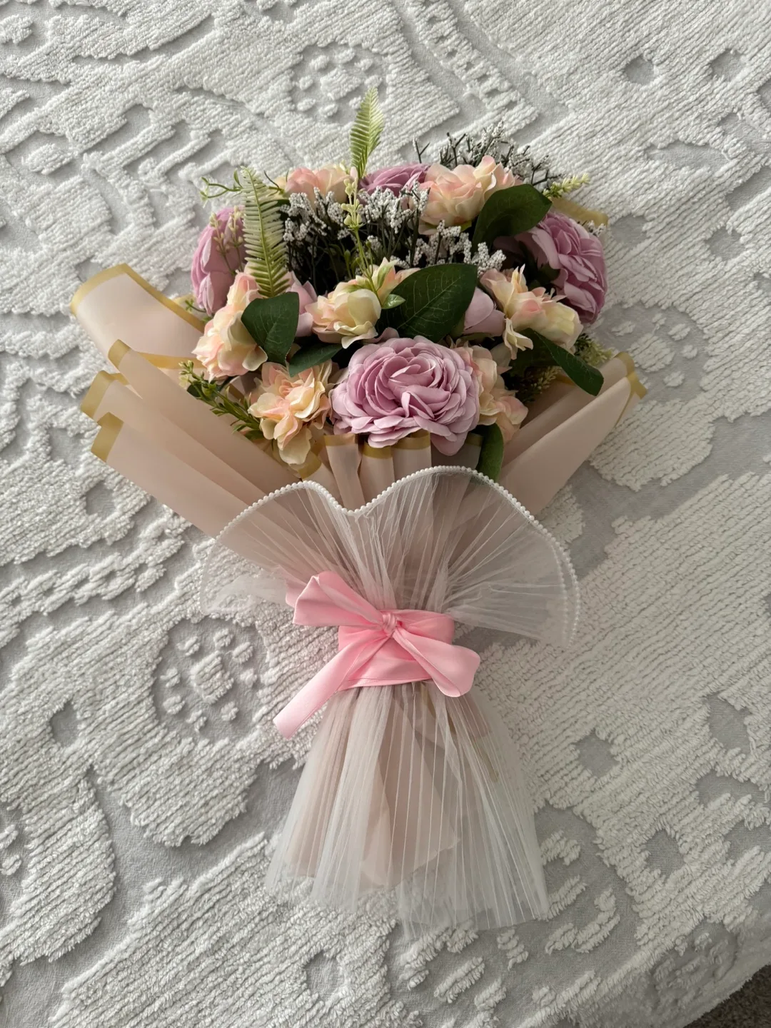 Floral Bouquet with Pink Ribbon thumbnail