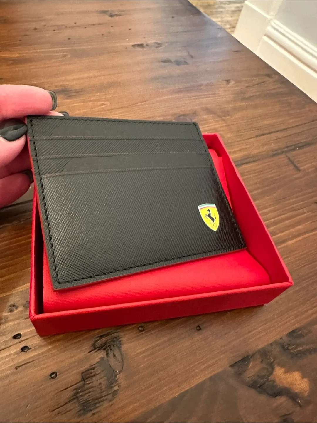 Authentic Ferrari Card Holder Wallet - Black Leather image indicator(5)