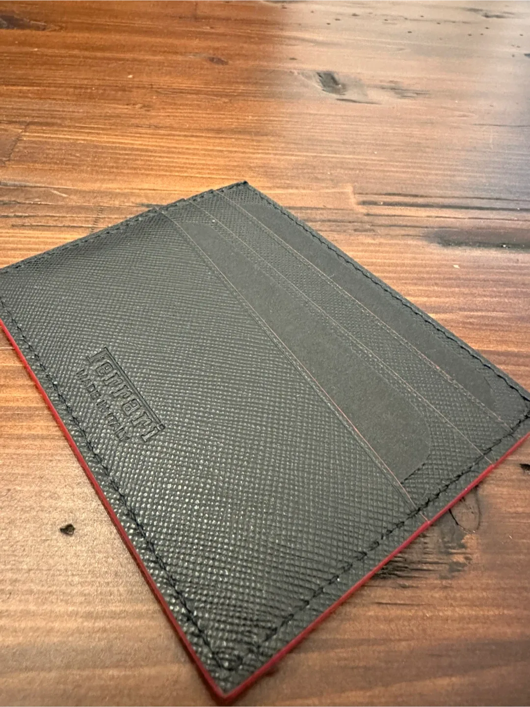 Authentic Ferrari Card Holder Wallet - Black Leather image indicator(2)