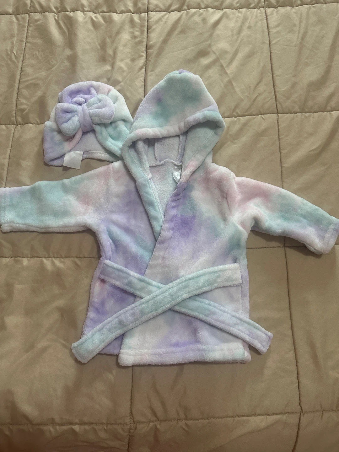 Tie-Dye Baby Bathrobe with Headband