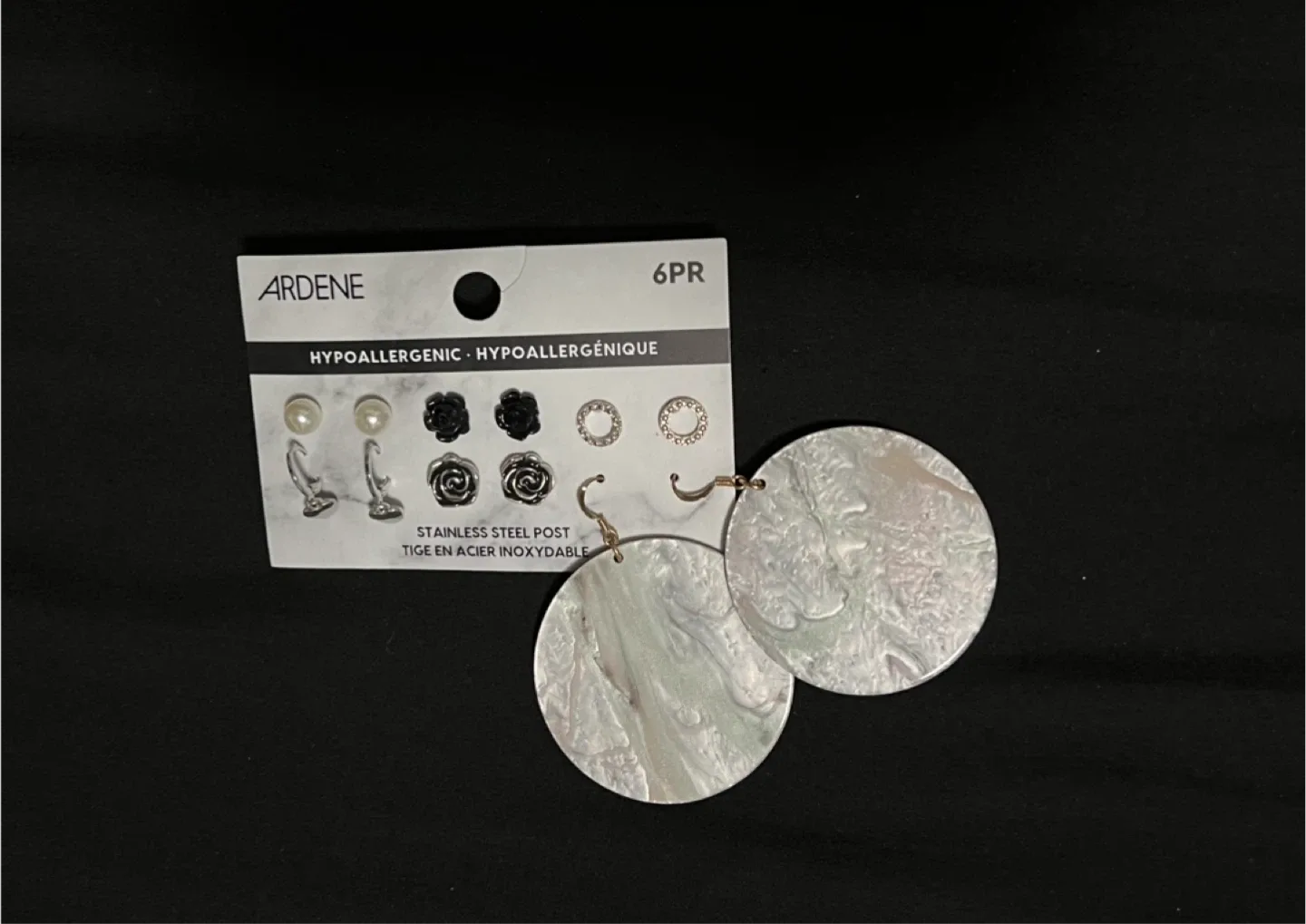 Ardene Earrings - 6 Pack Studs & Large Disc Earrings